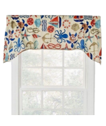 Sea Point Arched Valance Rope Cord Trim Nautical Print Beach Summer House - $36.23