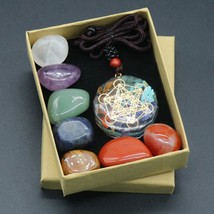 Seven Chakra Stones with Necklace Yoga Energy Stone Combination Set Natu... - £16.66 GBP