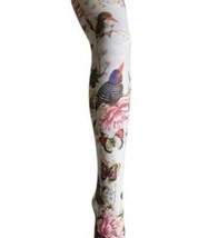 Garden Floral Bird Butterfly Paradise Patterned Printed Tights Funky 70&#39;s 80&#39;s 9 - £12.22 GBP
