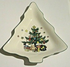 Nikko Japan Happy Holidays Christmas Tree Dish Tree Porcelain Trinket Candy Dish - £9.17 GBP