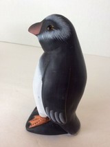 Penguin Animal Black White Glass Eye Heavy Stone Numbered Figure Figurine 6in - £33.22 GBP