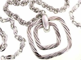Vintage RETRO Large Silver Tone Triple Heavy Chain  Braided Steel Fob 1960s - $46.71