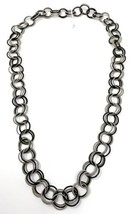 Handmade Spring Ring Infinity Necklace, Black and Silver, 38&quot; New - £26.18 GBP