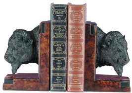 Bookends Bookend AMERICAN WEST Lodge Buffalo Head King of the Prairie Resin - £205.38 GBP