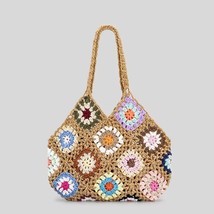 Bohemian Crochet Women  Bags Flower Plaid Lady Handbags Handmade Woven  Summer B - £103.96 GBP