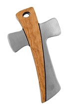 Cross Pendant | Metal with Wood Inlay Two Tone - $140.97