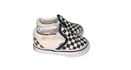 Vans Checkerboard Slip-On Shoes Toddler Size 4 Black White Canvas Used image 3