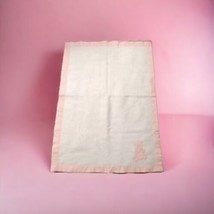 Vintage 70s Chatham Baby Blanket Pink Bear Satin Trim Crib Acrylic Applique  - £30.92 GBP