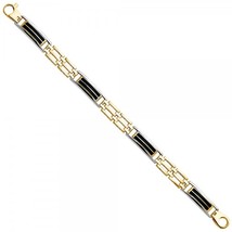 Men's 14K Two Tone & Black Enamel Mesh Link Bracelet - $1,240.99