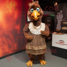 Brown Tandoori Chicken mascot costume character dressed with a Empire Waist Dres - £998.24 GBP