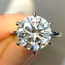 6.90ct Moissanite Redonda 925 de Ley Plata Anillo - £197.38 GBP