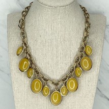 Ann Taylor Gold Tone Cabochon Bib Chain Link Toggle Necklace - £15.49 GBP