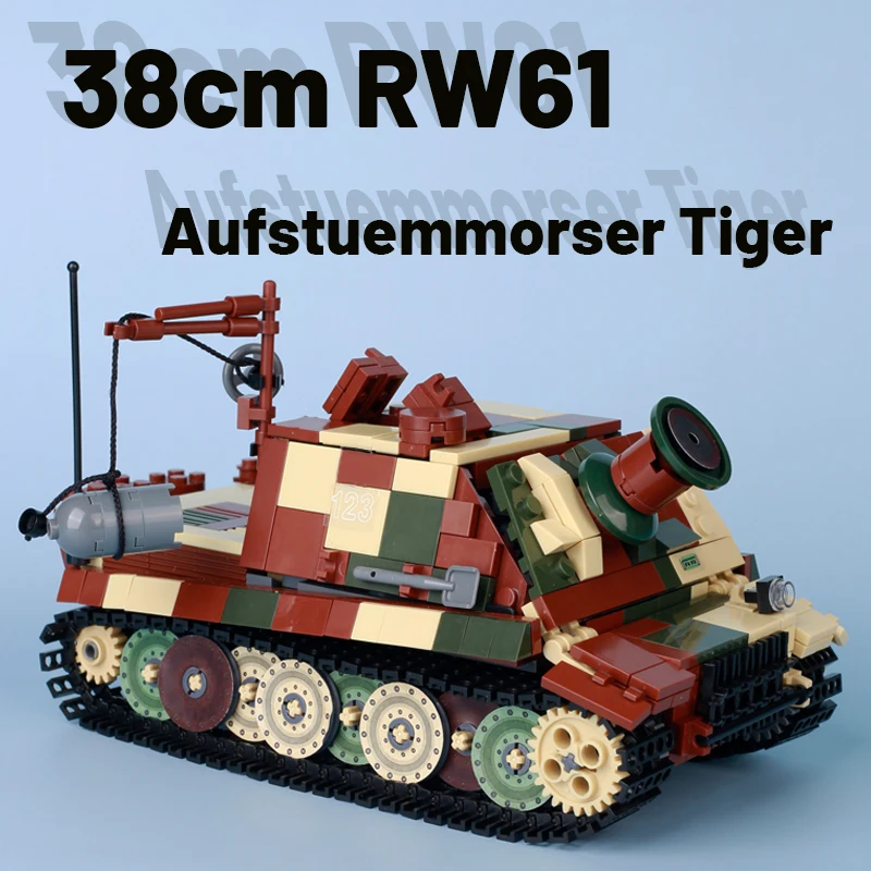 MOC German Camo Military Tiger Main Battle Tank Sturmtiger RW61 Vehicle War - £56.62 GBP