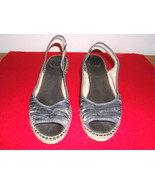 Vidorreta Women&#39;s Farah Gray/Silver Peep Toe Wedge Sandal Size 38 Spain - £15.62 GBP