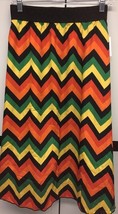 NWT LuLaRoe XL Green Gold Black Orange Red Zig Zag Heavy Satin Lined LOL... - $12.86