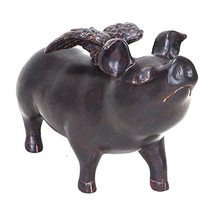 A&amp;B Home Vintage Retro Flying Pig with Wings Sculpture Dark Bronze Table Top Acc - £21.92 GBP
