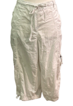 Ashley Stewart Womens Capri Cargo Pants Size 14 White Drawstring Pockets - £12.33 GBP