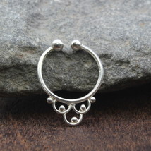 Ethnic tribal style Real 925 Silver no Piercing Septum Nose Ring Indian 20g - £11.18 GBP