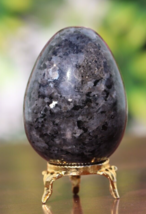 255g!-70X50 mm ~Larvikite egg with Stand Blue Flash Labradorite Crystal~ - £34.49 GBP