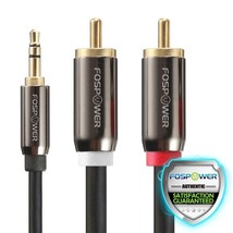 FosPower 10FT 24k Gold Plated 3.5mm AUX Stereo M/M 2 RCA Male Audio Cable Y Cord - £18.86 GBP
