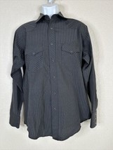 Wrangler Men Size M Black Striped Snap Up Western Shirt Long Sleeve Pockets - £8.44 GBP