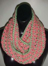 Hand Crochet Loop Infinity Circle Scarf/Neckwarmer #123 Seafoam Green/Co... - £10.34 GBP