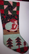Vintage Quilted Appliqued Santa Christmas Stocking - £14.96 GBP
