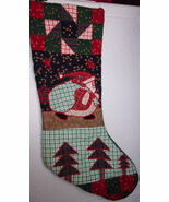 Vintage Quilted Appliqued Santa Christmas Stocking - $18.99