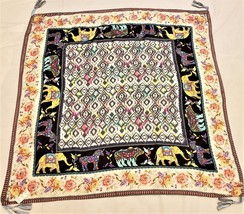 Johnny Was  Tasseled Scarf/Shawl 100% Silk Multicolor Floral/Animal Print - £64.13 GBP