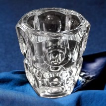 Bohemia Glass Crystal Vase Block Candle Holder Clear Icy Heavy Thick Bohemian - £31.37 GBP