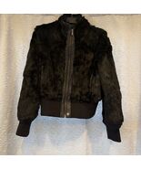 Y2K Azzure Leather Genuine Rabbit Fur &amp; Leather Bomber Jacket  Size Larg... - $189.95 CAD