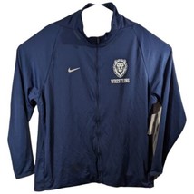 Lions Navy Blue Wrestling Uniform Top Warm Up Mens Small Full Zip Nike T... - $45.52