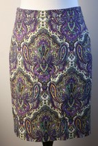 J. Crew 4 Multicolor Cotton Stretch No. 2 Pencil Skirt in Royal Paisley 57494 - £22.77 GBP