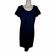 Emporio Armani Navy Blue Pleated Front Sheath Dress Short Sleeves Size 48 Us 16 - $34.20