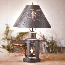 Innkeeper&#39;s Lamp with Punched Tin Metal Shade - Country Farmhouse Decor - £121.46 GBP