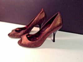Enzo Angiolini Womens 8.5 M peep Toe Heels Metallic Bronze Animal Print ... - $23.75