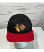 Vintage NHL Black / Red Chicago Blackhawks NHL AJD SnapBack Hat Plain Logo - $27.06 CAD