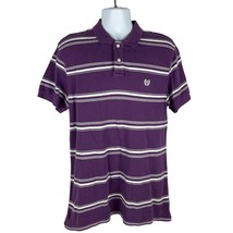 Chaps Mens Purple Striped Polo Shirt Custom Fit Size L 100% Cotton - $19.20 CAD