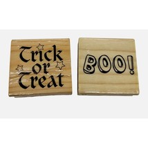 Craftsmart Lot 2 Halloween Wood Mounted Stamps Boo! Trick or Treat Scrapbooking - £7.09 GBP