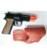 DIE CAST 45 MAGNUM PISTOL GUN SET WITH METAL BADGE &amp; HOISTER boy play me... - $16.70 CAD