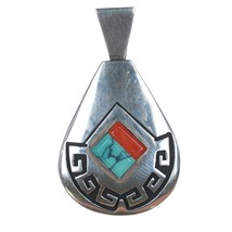 Alvin and Lula Begay Navajo silver, turquoise, and coral pendant - £144.03 GBP