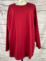 Susan Graver Modern Essentials Cool Cotton Long Sleeve Top Womens 1X Scoop Red - £12.90 GBP