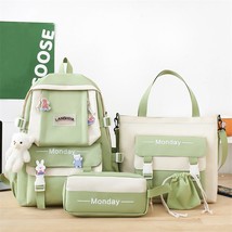 Women&#39;s 4 Pcs Set Backpack Harajuku Laptop Canvas School Bags For Teenage Girls  - £54.64 GBP