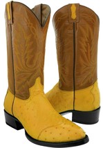 Mens Buttercup Western Wear Cowboy Boots Ostrich Skin Round Toe Botas - £143.84 GBP