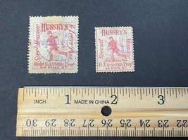 Lot Of 2 Hussey&#39;s U.S. Special Message Stamps Used Hinged Thin &amp; Tear - £9.73 GBP