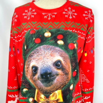 Sloth Ugly Christmas Sweater M Shirt Holiday Red Long Sleeve Moose - £21.31 GBP