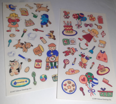 Vintage GIBSON Little Kids Activity Stickers x2 Sheets Birthday CUTE - $6.93