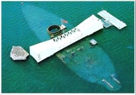 Postcard Hawaii Pearl Harbor Aerial View U.S.S. Arizona Memorial 6 x 4 in - £6.10 GBP