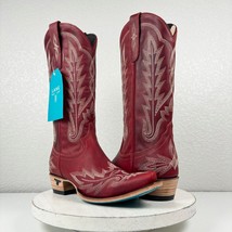New Lane Lexington Red Cowboy Boots 8 Sz Western Wear Leather Mid Calf Snip Toe - £183.24 GBP