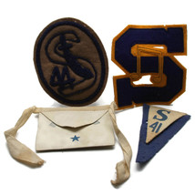 Vintage1940s High School Or College Felt Letterman&#39;s Letters &amp; Patches F... - £21.71 GBP